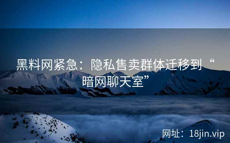 黑料网紧急：隐私售卖群体迁移到“暗网聊天室”