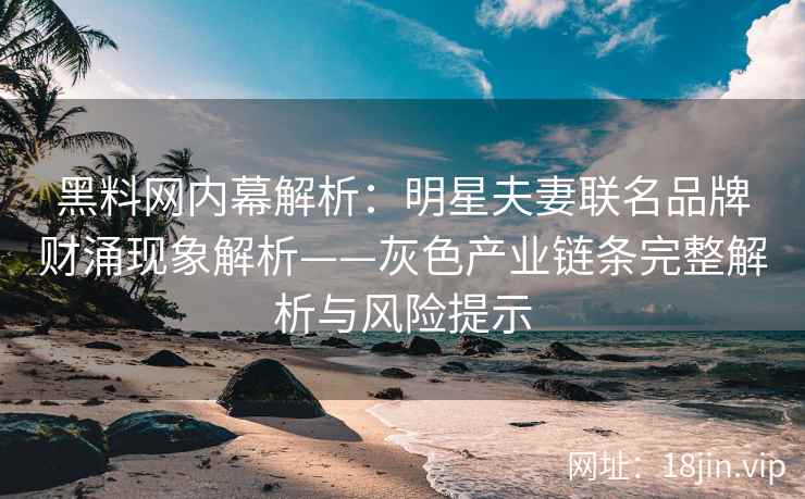 黑料网内幕解析：明星夫妻联名品牌财涌现象解析——灰色产业链条完整解析与风险提示