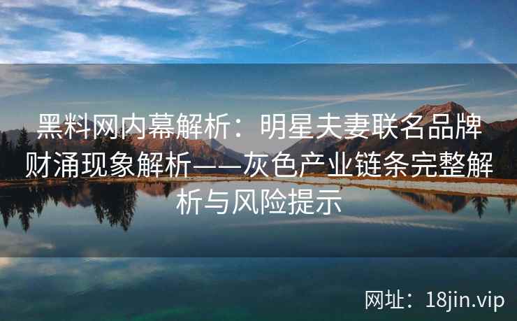 黑料网内幕解析：明星夫妻联名品牌财涌现象解析——灰色产业链条完整解析与风险提示