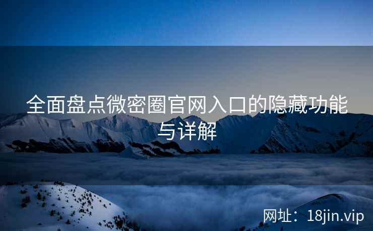 全面盘点微密圈官网入口的隐藏功能与详解
