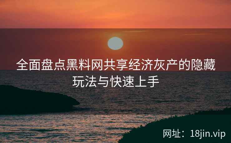 全面盘点黑料网共享经济灰产的隐藏玩法与快速上手