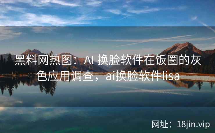 黑料网热图：AI 换脸软件在饭圈的灰色应用调查，ai换脸软件lisa
